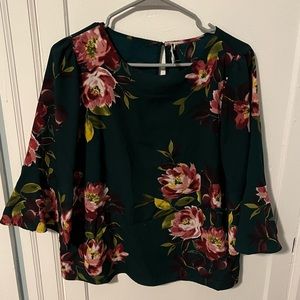 Hunter Green Floral Top